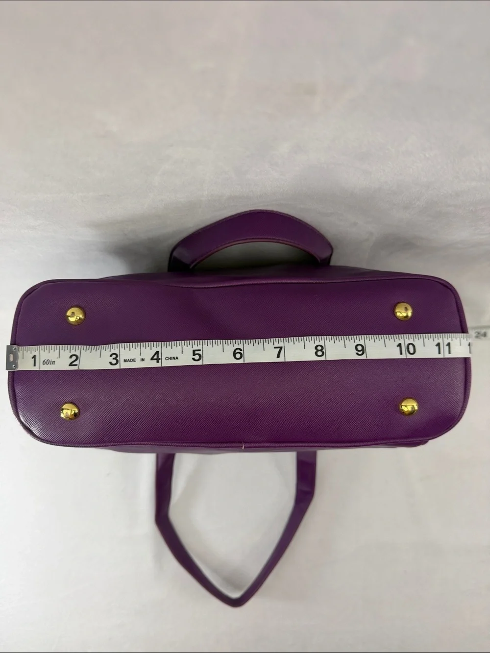 IMAN Purple Shoulder Tote Bag with Gold Hardware Peacock Lining